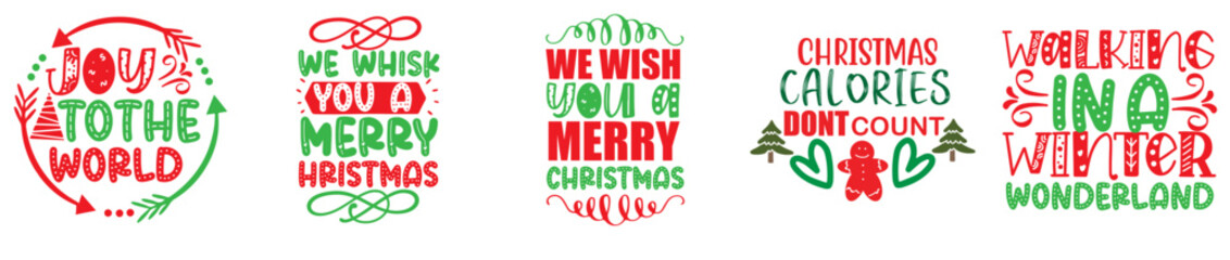 Simple Christmas Calligraphic Lettering, Hand Lettering Collection Vector Illustration for Stationery, T-Shirt Design, Presentation