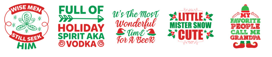 Minimalist Christmas Typography, Inscriptions Set Vector Illustration for Motion Graphics, Holiday Cards, Packaging