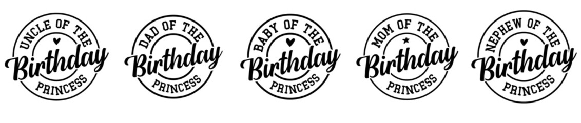 Colourful Birthday Queen Labels And Badges, Phrases Bundle Vector Illustration for Bookmark, Brochure, Greeting Card