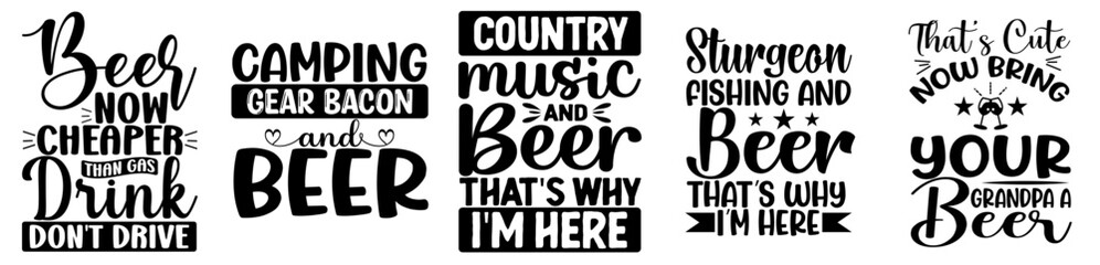 Minimalist Beer Invitation, Hand Lettering Collection Vector Illustration for Sticker, Brochure, Social Media Post