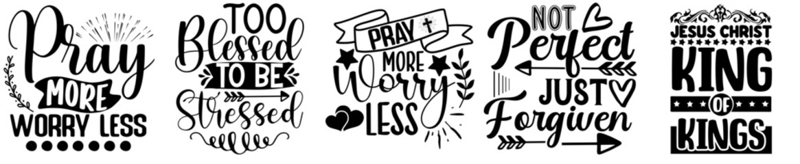 Creative Bible Verse Typographic Emblems, Invitation Set Vector Illustration for Presentation, Greeting Card, Gift Card