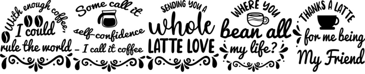 Colourful A Coffee Hand Lettering, Trendy Retro Style Illustration Collection Vector Illustration for Holiday Cards, Decal, Poster