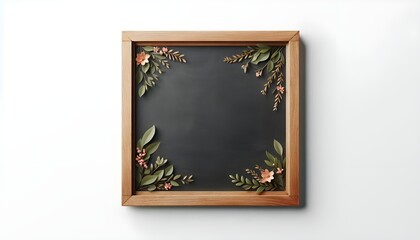 blank blackboard in wooden frame isolated on transparent or white background