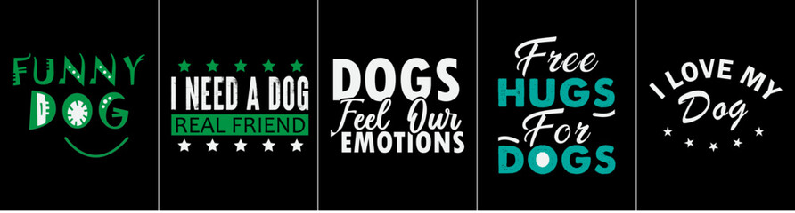 Colourful Dog Phrases, Calligraphy Pack Vector Illustration for Brochure, Logo, Presentation