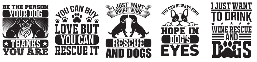 Colourful Dog Hand Lettering, Trendy Retro Style Illustration Bundle Vector Illustration for Book Cover, Presentation, Flyer