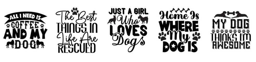 Elegant Dog Phrases, Calligraphic Lettering Collection Vector Illustration for Social Media Post, Decal, Motion Graphics