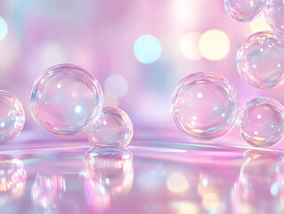 a background with pastel and vibrant  3D spheres, combining matte and glossy finishes for a dynamic and visually engaging effect