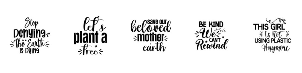 Decorative Earth Day Inscriptions, Typography Pack Vector Illustration for Magazine, Banner, Greeting Card