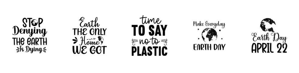 Classic Earth Day Inscriptions, Calligraphic Lettering Set Vector Illustration for Greeting Card, Flyer, Brochure