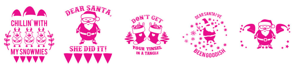 Minimalist Christmas Hand Lettering, Quotes Collection Vector Illustration for Printing Press, Label, Sticker