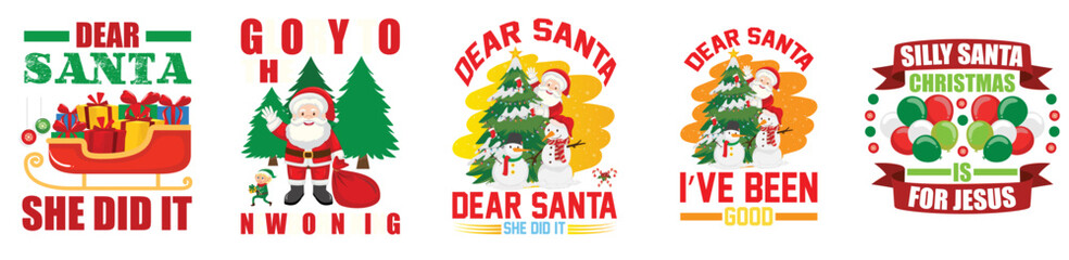 Colourful Christmas Quotes, Typography Collection Vector Illustration for Logo, Stationery, Packaging