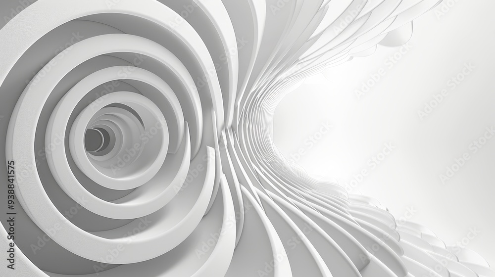 Poster Abstract White Curved Structure with Circular Elements