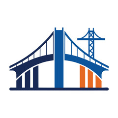 Bridge construction company vector logo design – strong, bold emblem representing structural engineering, infrastructure, architecture, and civil construction firms