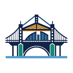 Bridge construction company vector logo design – strong, bold emblem representing structural engineering, infrastructure, architecture, and civil construction firms