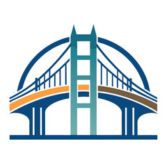Bridge construction company vector logo design – strong, bold emblem representing structural engineering, infrastructure, architecture, and civil construction firms