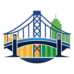 Bridge construction company vector logo design – strong, bold emblem representing structural engineering, infrastructure, architecture, and civil construction firms