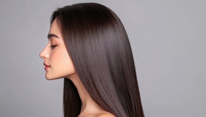 Naklejka premium Beautiful Woman with Long Brunette Hair.