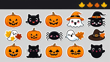 sticker set, different cute halloween