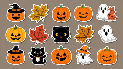 sticker set, different cute halloween