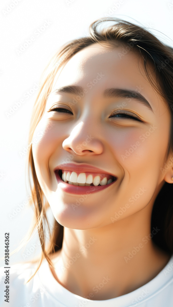 Canvas Prints Happy Asian Woman with a White Smile