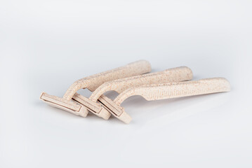 Collection of disposable razor isolated on white background. razor to use and throw away. razor zero waste  