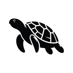 Turtle black silhouette vector with white background.