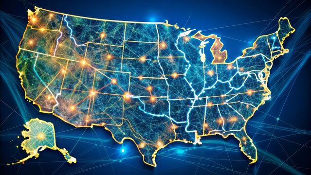 A detailed map of the United States showcasing intricate networks of roads, highways, and interstates crisscrossing the country's landscape from coast to coast.