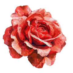 Single red rose isolated on white background