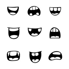 Mouth Monster Cartoon Icon Collection. Hand drawn style. isolated illustration