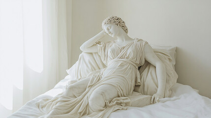 Marble Greek Goddess with Insomnia, and Anxiety