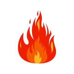 Icon Flat flame. Fire fireball  red hot campfire  yellow heat wildfire and bonfire  burn power fiery silhouettes illustration set. Fireball power light  flame bonfire energy