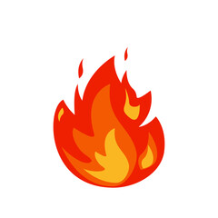 Icon Flat flame. Fire fireball  red hot campfire  yellow heat wildfire and bonfire  burn power fiery silhouettes illustration set. Fireball power light  flame bonfire energy