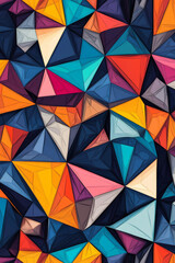 A colorful abstract image with many different colored triangles