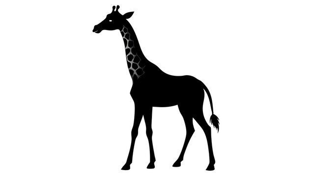 Zarafa Silhouette Vector on White Background