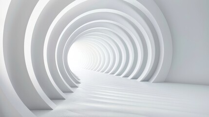 Obraz premium White Circular Tunnel Leading to a Bright Light