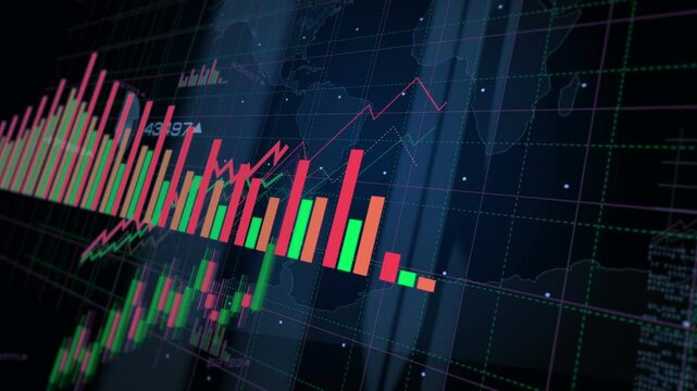 Inflation recession and depression crisis charts and graphs diagram concept on display screen