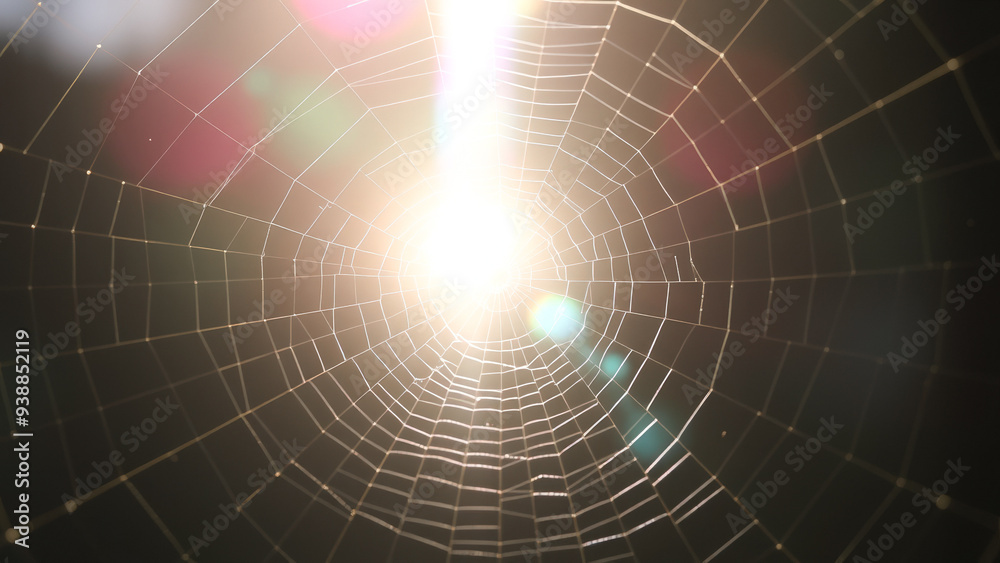 Poster Spider Web with Sun Glare