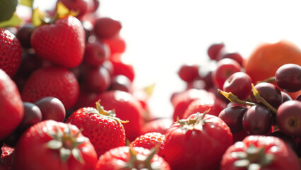 Closeup of red berries and strawberries
