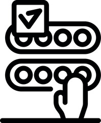 Factory worker is selecting a product from a conveyor belt, ensuring quality control in a manufacturing setting