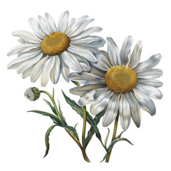 Fototapeta premium Beautiful daisy flowers on a white background