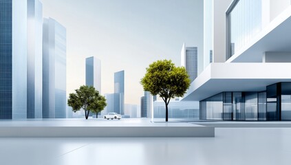 Modern City Street Architectural Sketch with Urban Perspective