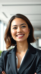 Obraz premium Confident Businesswoman Smiling with Arms Crossed