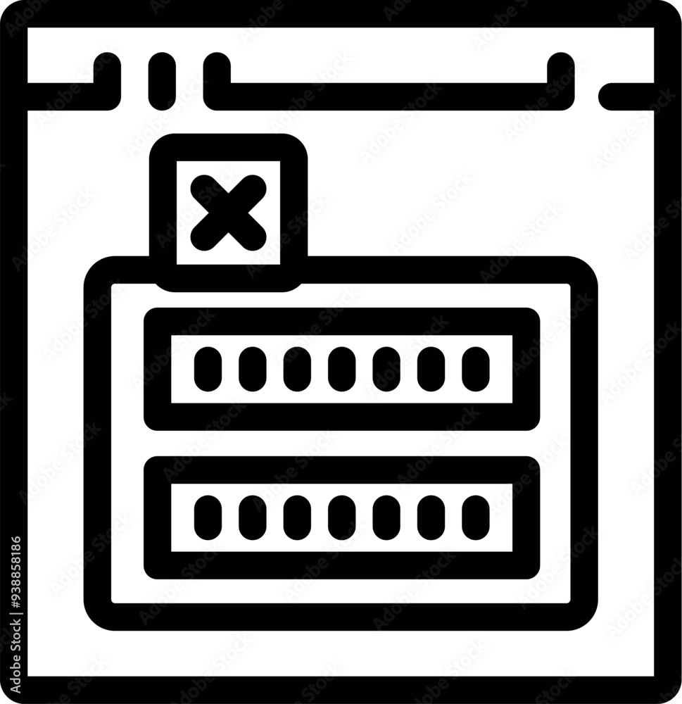 Poster website showing server down error message with cross mark icon, server error concept