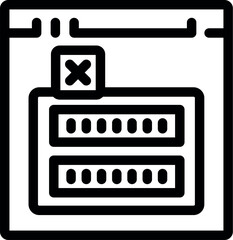 Website showing server down error message with cross mark icon, server error concept