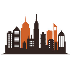 Naklejka premium A simple city skyline silhouette, representing urban development and construction firms