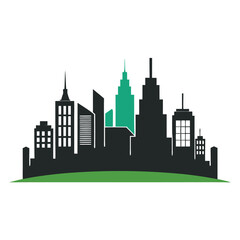 Naklejka premium A simple city skyline silhouette, representing urban development and construction firms