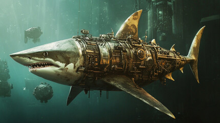 steampunk shark - requin steampunk - collection animaux steampunk