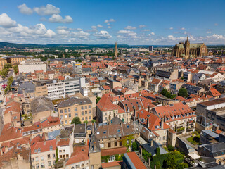 Obraz premium View from above to the city of Metz which is a town in France with a historical city center 
