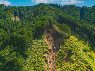 ドローンで撮影した日本の土砂災害の写真