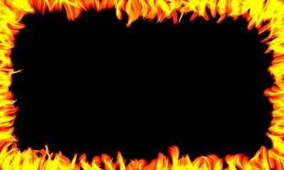 The black background is decorated with a graphic flame pattern, adding space for text, advertisements, and messages. Used for media design.